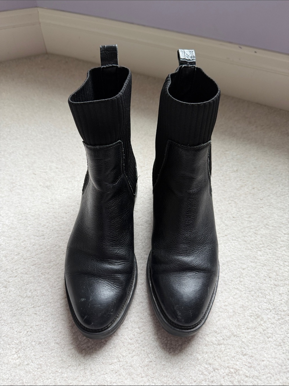 Dolce Vita Clear Black Leather Ankle Boots - Women's Size 7.5